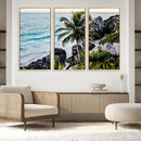 Tropical Coastline Wall Art Canvas Print – Framed Palm Tree