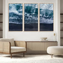 Black Beach Wall Art Canvas Print – Framed Aerial Ocean View