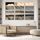 Sunset Surf Wall Art Canvas Print – Framed Golden Hour Waves