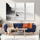 Surfer Beach Wall Art – Framed Black White Ocean Canvas by MyGreatCanvas | Canvas Wall Art Prints | Photo Prints & Wall Decor