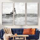 Black and White Surfing Wall Art Canvas Print – Framed Ocean by MyGreatCanvas | Canvas Wall Art Prints | Photo Prints & Wall Decor