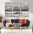 Wild Horses Wall Art – Framed Black White Mountain Canvas by MyGreatCanvas | Canvas Wall Art Prints | Photo Prints & Wall Decor