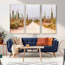 Desert Cactus Lined Road Wall Art Canvas Print – Framed by MyGreatCanvas | Canvas Wall Art Prints | Photo Prints & Wall Decor