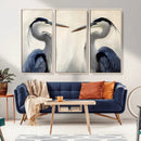 Blue Heron Pair Wall Art Canvas Print – Framed Coastal Bird