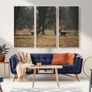 Deer Wall Art Canvas Print – Framed Rustic Wildlife Stags