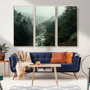 Misty Forest Wall Art Canvas Print – Framed Foggy River