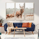 Rustic Nature Wall Art Canvas Print – Stag Woodland Framed