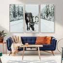 Moose Snow Wall Art Canvas Print – Framed Winter Wildlife