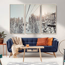 Frosty Pines Wall Art Canvas Print – Framed Cozy Cabin Ski