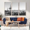Saguaro Cactus Wall Art Canvas Print – Framed Monochrome