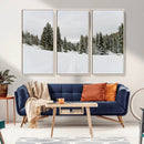 Frosty Pines Wall Art Canvas Print – Framed Silent Snowfall
