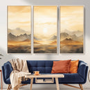 Sepia Color Abstract Mountain Wall Art Canvas Print