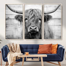 Black White Highland Cow Wall Art Canvas Print by MyGreatCanvas | Canvas Wall Art Prints | Photo Prints & Wall Decor
