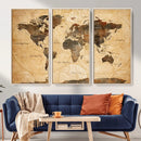 Push Pin World Map Canvas Print – Travel Tracker Wall Art