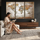 Vibrant Watercolor World Map Canvas Wall Art – Framed Travel