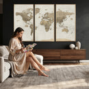 Detailed World Map Wall Art Canvas Print