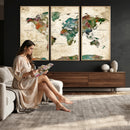 World Map Canvas Print – Framed Detailed Map of the World