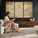Colorful Watercolor World Map Canvas Wall Art – Framed