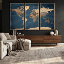 Navy Blue World Map Canvas Print – Framed Travel Map Wall by MyGreatCanvas | Canvas Wall Art Prints | Photo Prints & Wall Decor