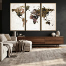 Watercolor World Map Print - Large Wall Art Canvas Print for