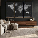 Black World Map Wall Art Canvas Print – Detailed Map of the by MyGreatCanvas | Canvas Wall Art Prints | Photo Prints & Wall Decor