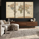 Framed World Map Wall Art for Home and Office Decor