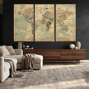Vintage World Map Wall Art | Ready to Hang and Framed