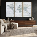 Push Pin World Map Canvas Print - Detailed Vintage World Map