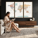 Pastel Colors World Map Wall Art Canvas Print