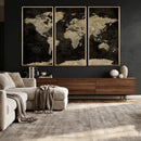 Push Pin World Map Canvas Wall Art Print, Interactive Travel