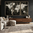 Vintage World Map Wall Art Canvas Print – Framed Large Map
