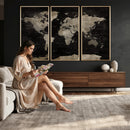Detailed World Map Wall Art Print - Large Framed World Map