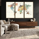 Framed World Map Wall Art Canvas Print for Living Room and by MyGreatCanvas | Canvas Wall Art Prints | Photo Prints & Wall Decor