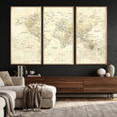 Colorful Watercolor World Map Canvas Wall Art – Framed