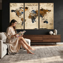 World Map Wall Art Canvas Print, Modern Decorative Framed