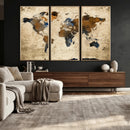 Rustic Watercolor World Map Canvas Wall Art – Framed Travel by MyGreatCanvas | Canvas Wall Art Prints | Photo Prints & Wall Decor