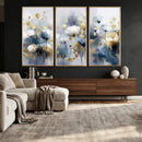 Large Abstract Flowers Wall Art Canvas Print – Gold and Blue by MyGreatCanvas | Canvas Wall Art Prints | Photo Prints & Wall Decor