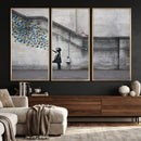 Banksy Girl with Butterflies Street Art Wall Art Canvas by MyGreatCanvas | Canvas Wall Art Prints | Photo Prints & Wall Decor