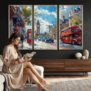 London Street Canvas Wall Art — Big Ben Red Bus Print | Oil by MyGreatCanvas | Canvas Wall Art Prints | Photo Prints & Wall Decor