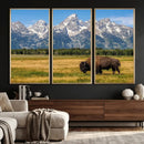 Bison in Mountain Landscape Wall Art Canvas Print – Western by MyGreatCanvas | Canvas Wall Art Prints | Photo Prints & Wall Decor