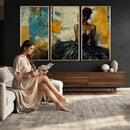 Elegant Woman Canvas Wall Art — Black Gold Gown Fashion by MyGreatCanvas | Canvas Wall Art Prints | Photo Prints & Wall Decor