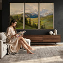 Konrad Petrides Sexten Village Canvas Print, Alpine Mountain Valley Painting, Dolomites Landscape Art by MyGreatCanvas | Canvas Wall Art Prints | Photo Prints & Wall Decor