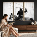 Cowboy Lasso Canvas Wall Art, Black White Western Horse by MyGreatCanvas | Canvas Wall Art Prints | Photo Prints & Wall Decor