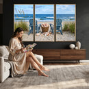 Large Beach Canvas Wall Art Coastal Adirondack Chairs Ocean by MyGreatCanvas | Canvas Wall Art Prints | Photo Prints & Wall Decor