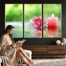 Zen Lotus Candle Canvas Wall Art Pink Spa Meditation by MyGreatCanvas | Canvas Wall Art Prints | Photo Prints & Wall Decor
