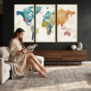 Watercolor World Map Canvas Wall Art Print – Abstract by MyGreatCanvas | Canvas Wall Art Prints | Photo Prints & Wall Decor