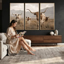 Rustic Texas Longhorn Cow Canvas Wall Art Print, Rustic Farm Animal Photography Print, Farmhouse Country Decor, Western Ranch Art by MyGreatCanvas | Canvas Wall Art Prints | Photo Prints & Wall Decor
