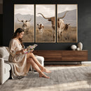 Rustic Texas Longhorn Cow Canvas Wall Art Print, Rustic Farm Animal Photography Print, Farmhouse Country Decor, Western Ranch Art