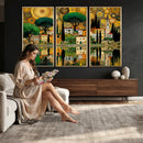 Gustav Klimt Golden Cityscape Wall Art Canvas Print,