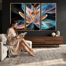 Fractal Lotus Canvas Wall Art, Blue Orange Glowing Flower Abstract Print, Modern Zen Meditation Room Decor, Ethereal Digital Art, Living Room by MyGreatCanvas | Canvas Wall Art Prints | Photo Prints & Wall Decor
